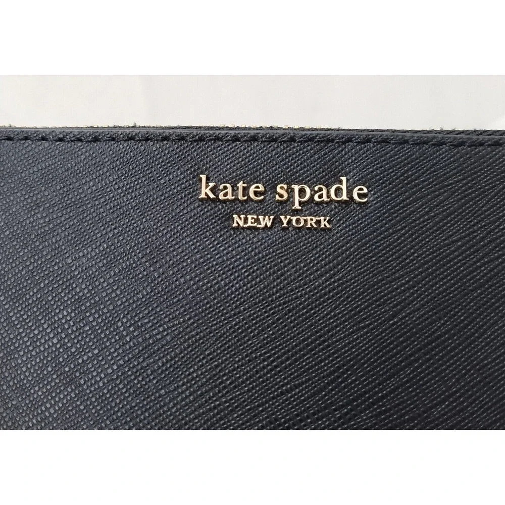 Kate Spade New York Black Leather Zipper Closure Credit Card Wristlet - Wallet